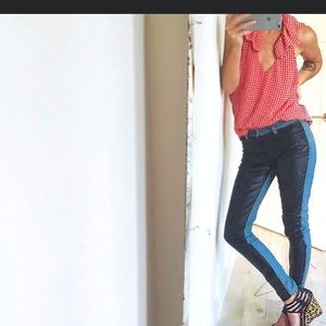 Alexander McQueen denim and leather pants